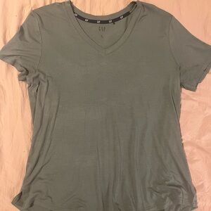 GAP Women's Short Sleeve V-Neck Tee - Olive Green